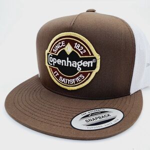 Vintage Chewing Tobacco Flat Bill Mesh Snapback Hat Cap Embroidered Brown